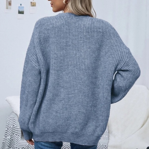 Soft knit drop shoulder oversized cardigan sweater brown - Picture 6 of 12